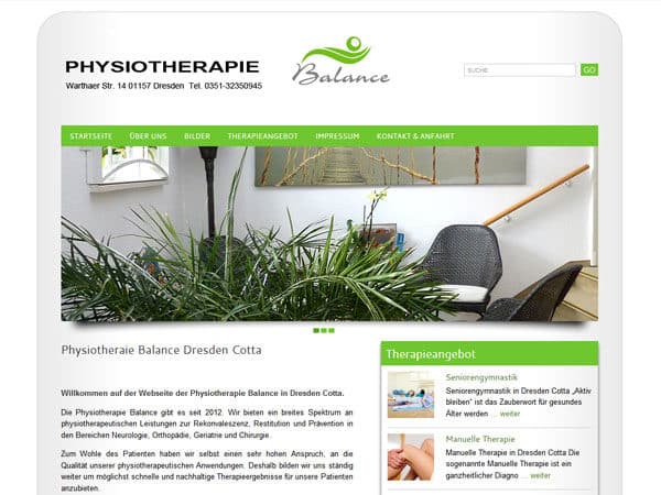 Webseiten für Physiotherapie Ergotherapie
